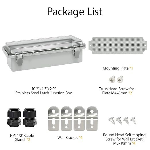 Electrical Box, IP67 Waterproof Hinged Clear Cover Stainless Steel Latch - Image 7