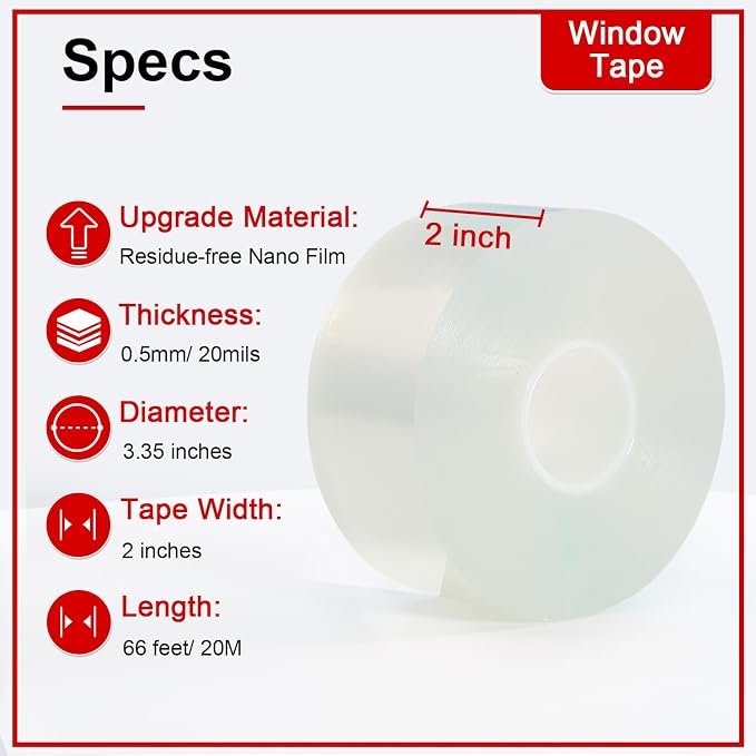 Transparent Window Weather Sealing Tape 2 Inch x 66 FT Weather Stripping - Image 7