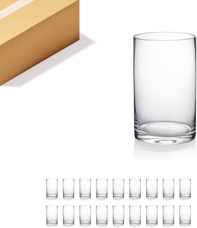 WGVI Quality Thick Clear Cylinder Glass Vase, Floral Container, Glass Candle by WGVInternational-OpusGlassware