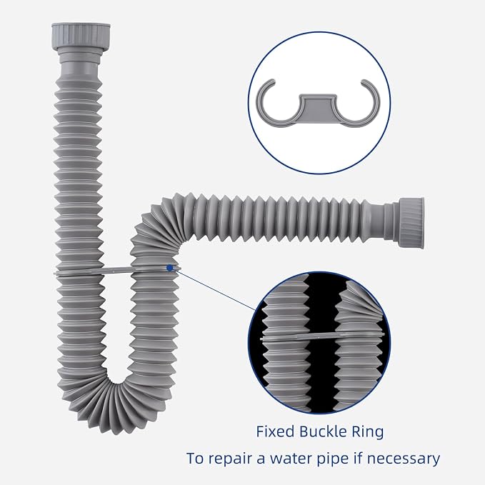 2-Pack Sink Drain Pipe, Flexible P-Trap Pipe - Image 5