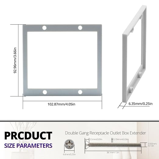 1/4” Double Gang Outlet Box Extender, Comes - Image 2