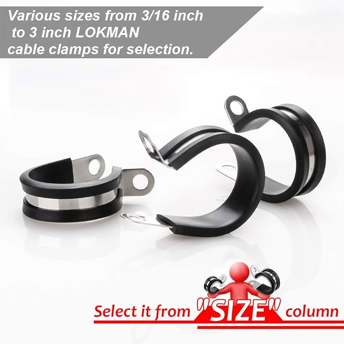LOKMAN 20 Pack 5/16 Inch Stainless Steel Cable Clamp, Rubber Cushioned - Image 2