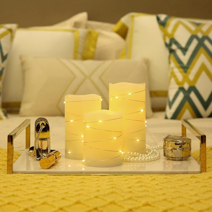 H-BLOSSOM Flickering Flameless Candles Ivory Real Wax Pillar - Image 4