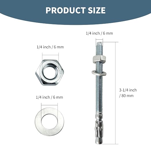 1/4" x 3-1/4"Wedge Anchors - Image 2