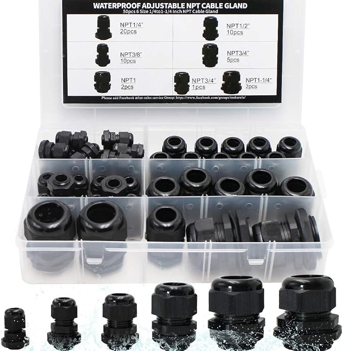 MAKERELE Cord Grip NPT Cable Glands Kit by MAKERELE
