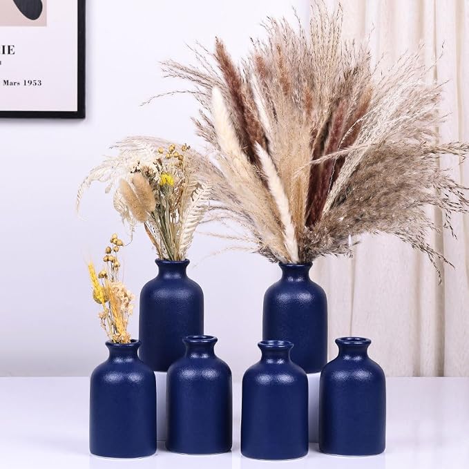 Blue Bud Vases Set of 6 - Image 6