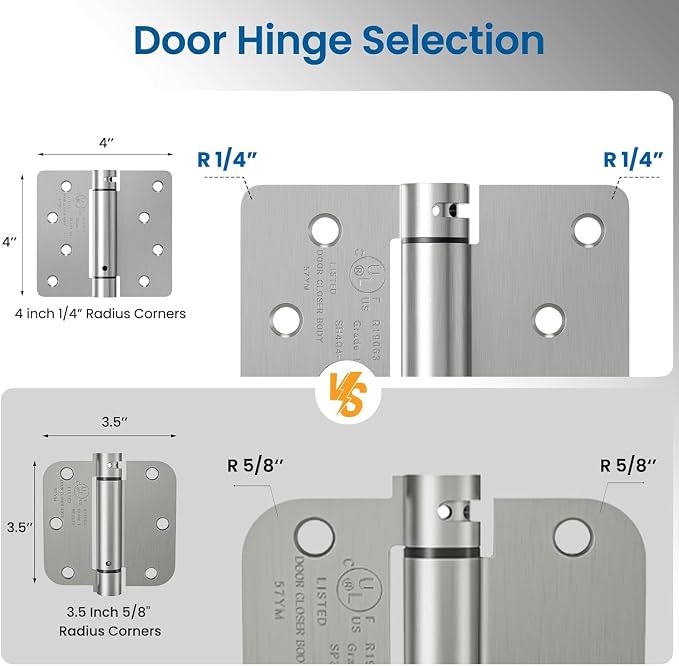HOSOM Self Closing Spring Loaded Hinges, 4 Inch, Adjustable Tension - Image 5