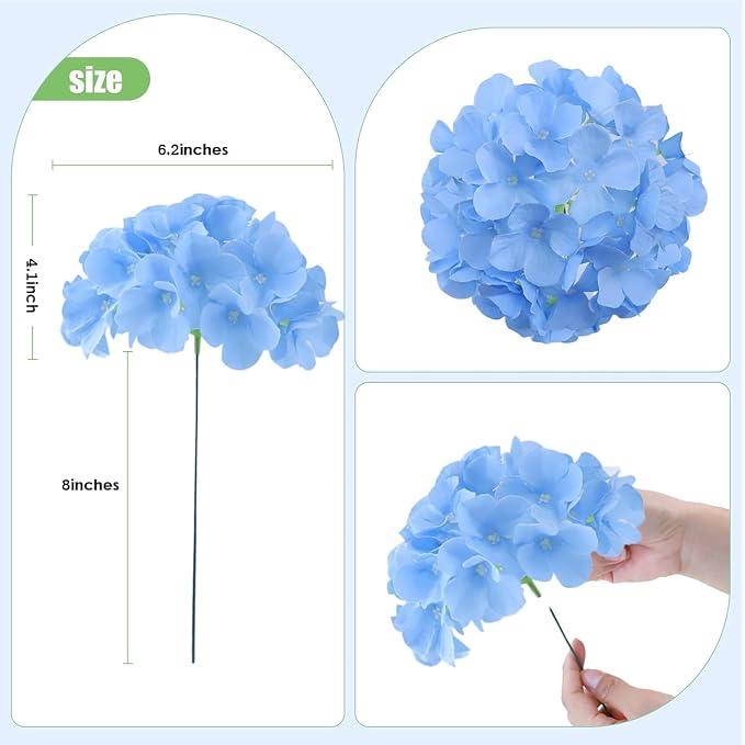AVIVIHO 105pcs Blue Fake Flowers Hydrangea Artificial Flowers Bulk Silk Flowers - Image 3