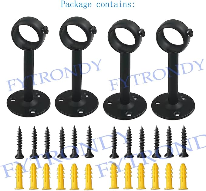Black Edition Stainless Steel Wardrobe Pipe, Closet Lever Support Rod Holder - Image 3