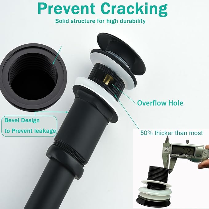 Brass P Trap with Pop Up Drain Stopper With Overflow, U-Shape 1 1/4 Slip Joint - Image 4