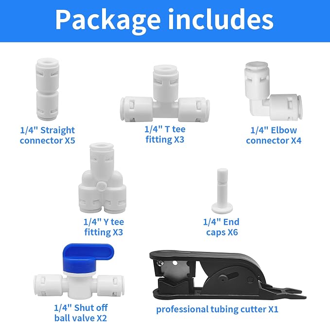 1/4" Quick Connect Push-to-Connect Water Line Fittings Kit - Image 2