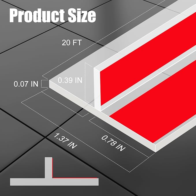 ToLanbbt T-Shaped Door Draft Stopper 1.37 in x 20 FT Silicone Weather Stripping - Image 2