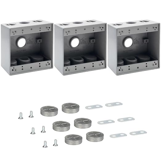 2-Gang Weatherproof Outlet Box, 3 3/4 in Hole Outdoor Electrical Box | Aluminum by XGGYA