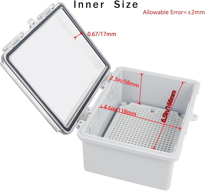 Junction Box, Hinged Grey Clear Cover IP67 Waterproof ABS Project Box - Image 3