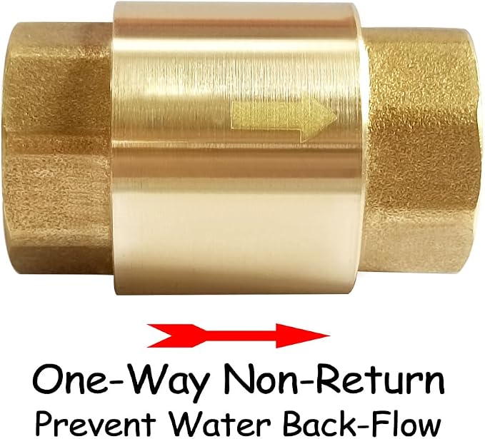 Uenede Brass 3/4 Inch NPT In-line Spring Check Valve - Image 3