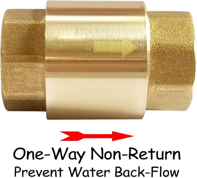 Uenede 2PCS Brass 3/4 Inch NPT In-line Spring Check Valve 3/4" NPT Female - Image 3