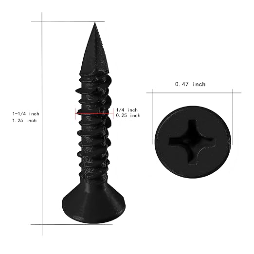 WenSilon 1/4" x1-1/4 Black Concrete Screw Anchor Black Flat Head - Image 2
