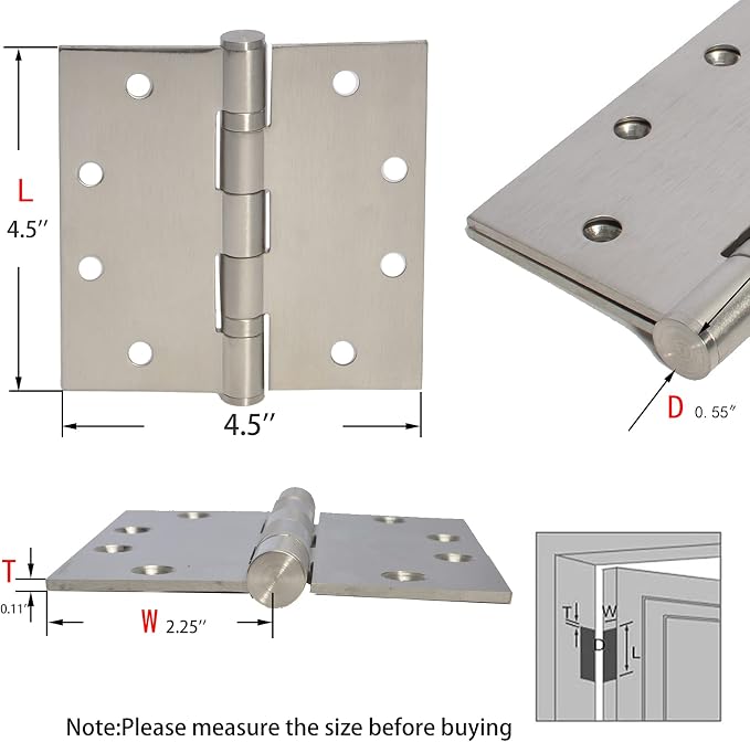 3-Pack Heavy Duty Commercial Door Hinge - Image 2