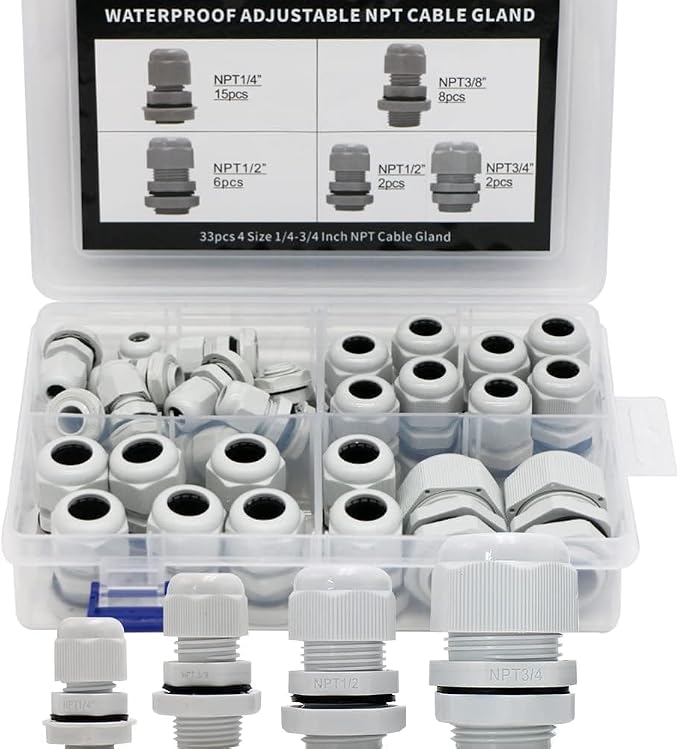 52PCS Cable Gland Waterproof Kit, IP68 Nylon PA66 Strain Relief Cord Grips - Image 7