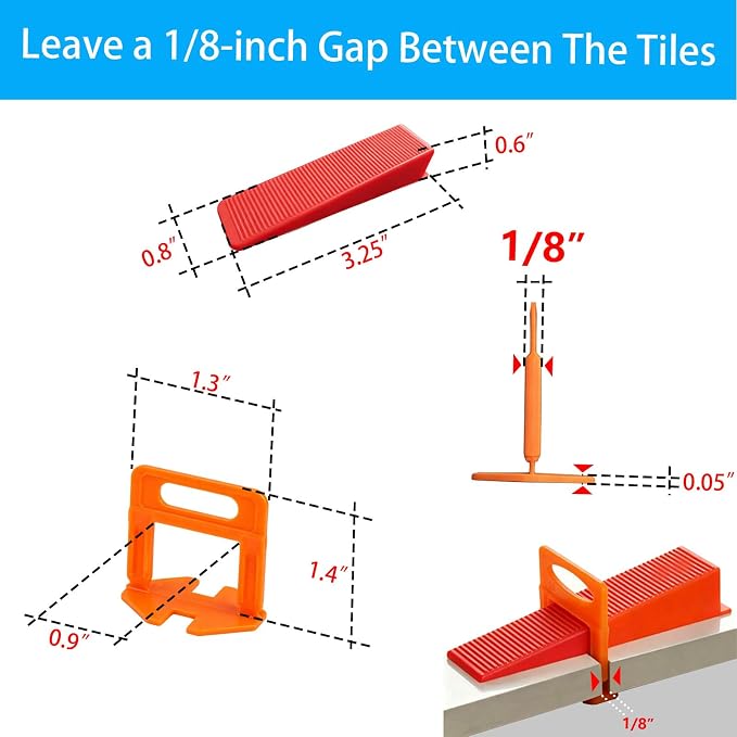 4-in-1 Tile Leveling System Kit, including tile spacers, reusable wedges - Image 2