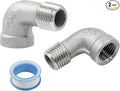 2Pcs 304 Stainless Steel 90 Degree Elbow Fittings, 1/4" NPT | Female x Male by LifCratms