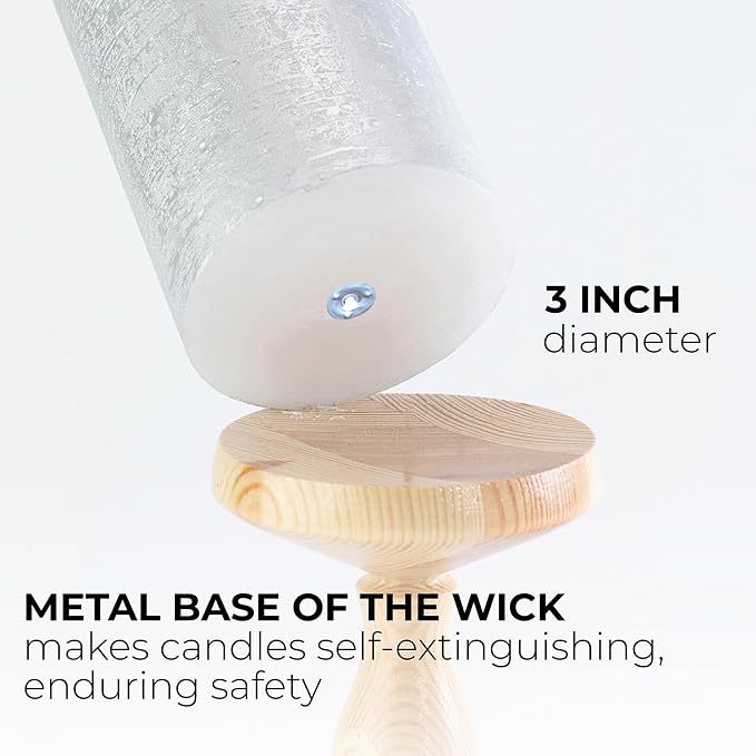 3x4 inch Pillar Candles Set of 3 – Unscented Dripless Silver Candles - Image 2