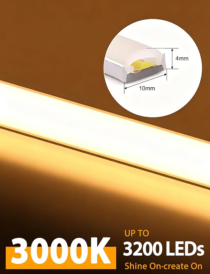 Lamomo COB LED Strip Lights 32.8Ft, Warm White Dimmable Self-Adhesive Led Rope - Image 3