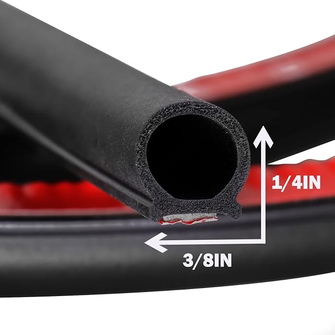 D-Shape Weather Stripping 3/8"×1/4" Heavy Duty Seal Strip 48FT | D-Shape Rubber - Image 2