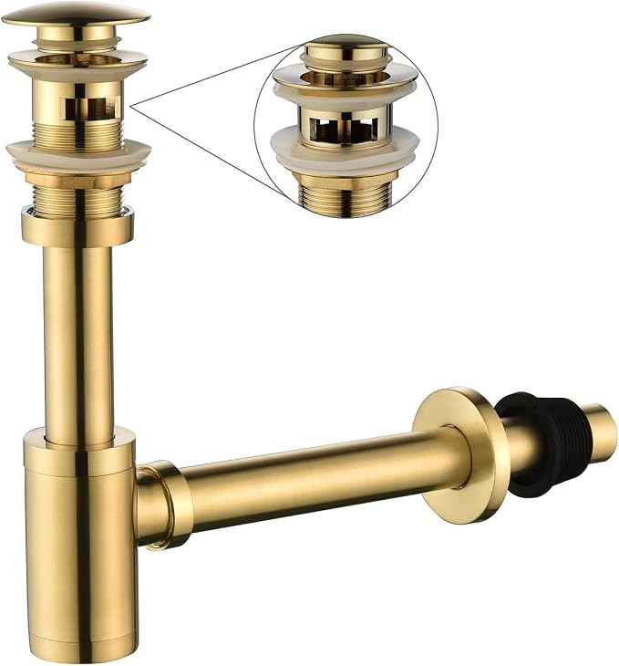 Bathroom Sink Stopper P-Trap Complete Set Adjustable Bottle Trap Solid Brass by GORDEE