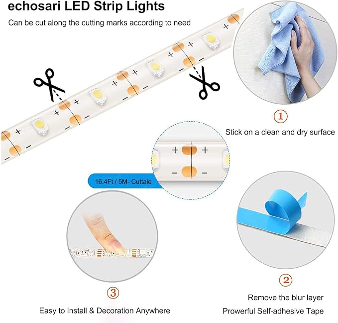 echosari Strip Lights Battery Operated 16.5Ft - Image 7