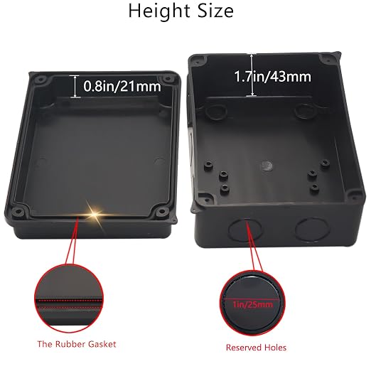 Electrical Box, ABS Plastic Project Box Power Cord Enclosure Black 5.9 x 4.3 x - Image 4