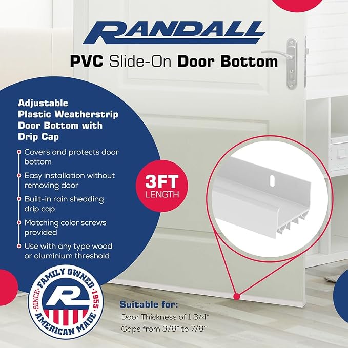 PVC Slide-On Door Bottom | Adjustable Plastic Weatherstrip Door Bottom - Image 2