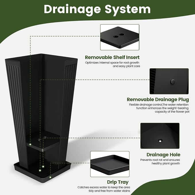24" Tapered Tall Planters for Outdoor Plants - Image 3