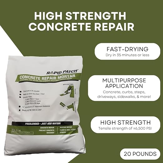 Rapid Patch Concrete Repair Mortar, 20 Pounds | High Strength, Repair Mortar - Image 2