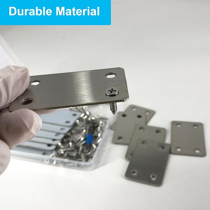 QSJ 12 Pack Flat Mending Plate, Metal Bracket, Stainless Steel Brace 2.36 x - Image 3