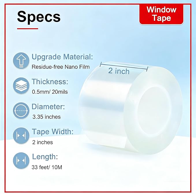 Window Sealing Tape 2 Inch x 33 FT Transparent Window Draft Insulation - Image 8