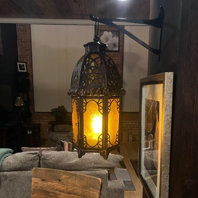 NEEDOMO Set of 2 Hanging Moroccan Lantern, 12.8'' Vintage Candle Holder - Image 7