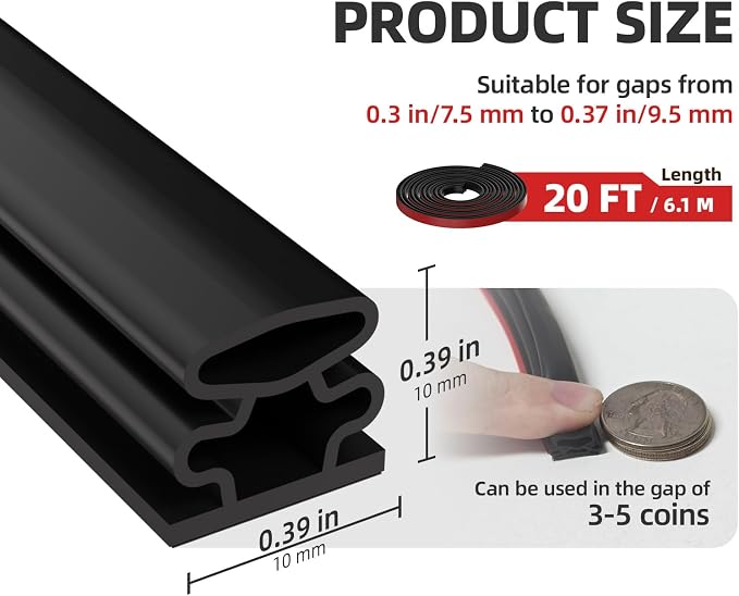 Weather Stripping, Self-Adhesive Door Soundproof Weatherstripping - Image 2