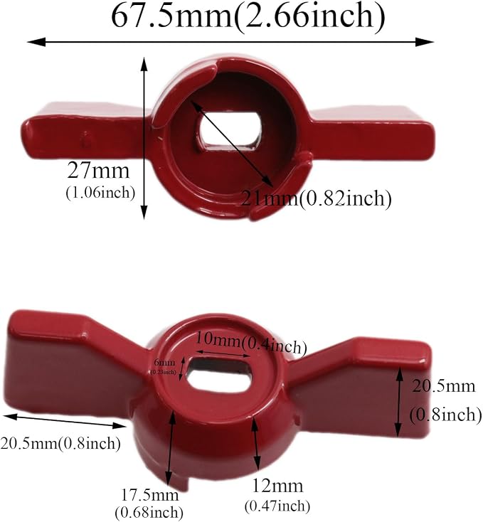 yukata 2 Pack DN25 Ball Valve Handle 6 x 10 mm Red Aluminum - Image 5