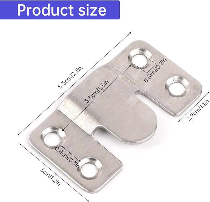 4 Pairs Interlocking Flush Mount Bracket Picture Hanging Hooks Stainless Steel - Image 2