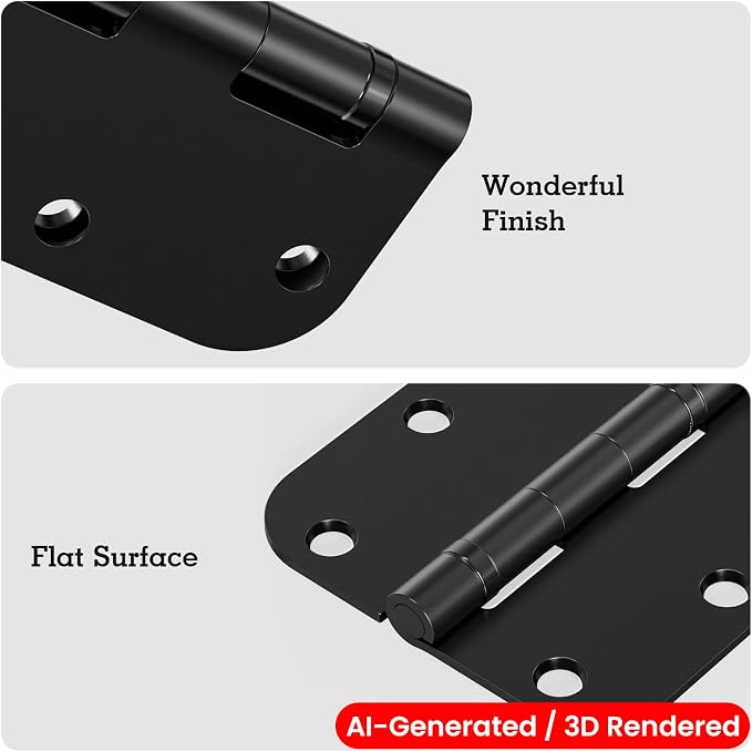 TDCHINGES Rounded Matte Black Door Hinges 3.5 Inch 5/8" Lasting No Squeak | 18 - Image 3