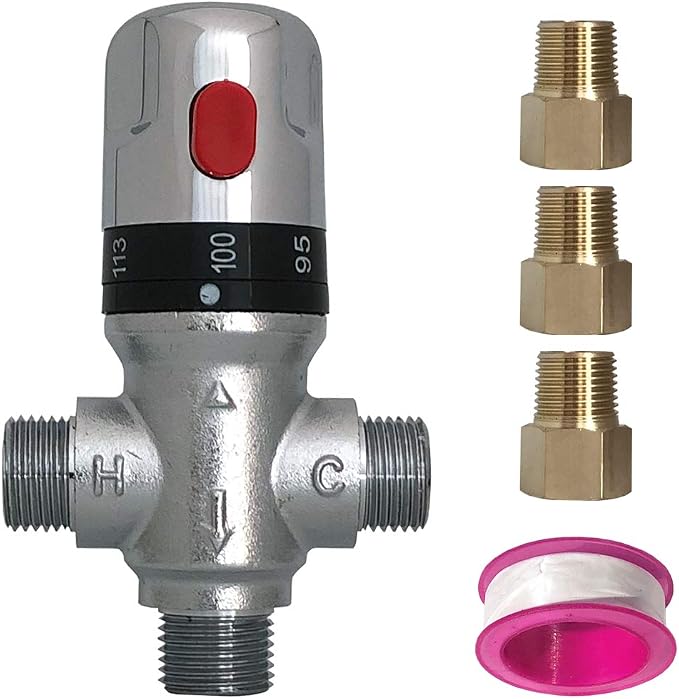 Three-way Thermostatic Mixing Valve, 1/2NPT Connections, Solid Brass - Image 7
