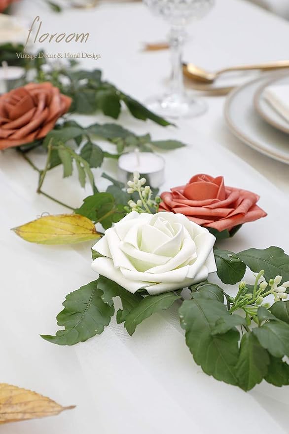 Artificial Flowers 50pcs Real Looking Ivory Foam Fake Roses - Image 4