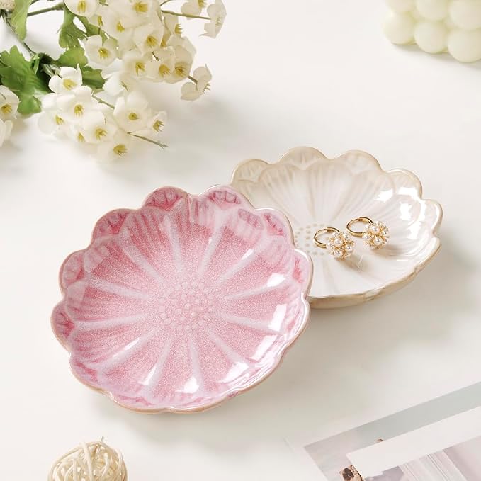 Lotus Ring Holder Dish Small Indoor Ash Tray, Ceramic Dessert Plate Trinket - Image 2