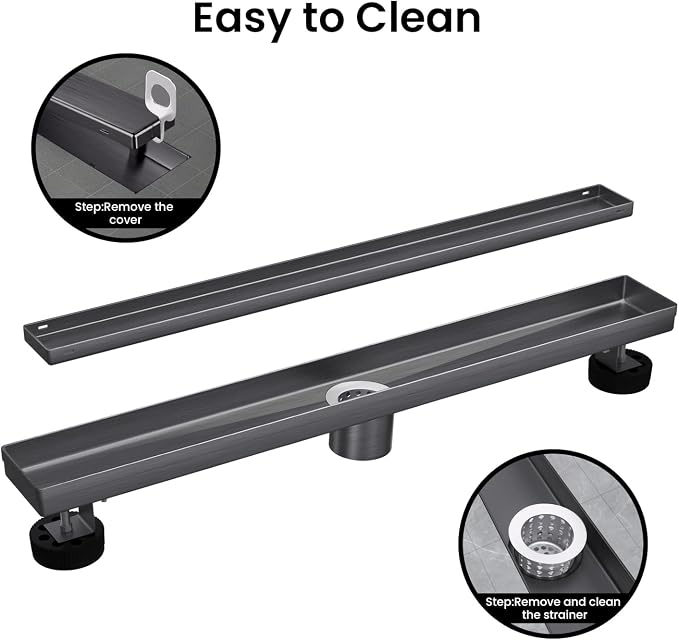 EXF Linear Shower Drain 24 Inch Shiny Black - Image 6