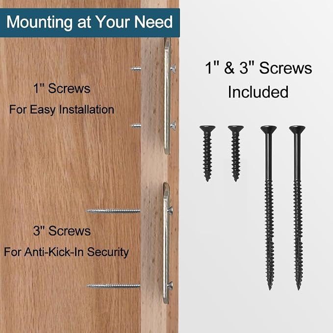 Black Door Strike Plate with Long Screws & Bit | Reinforcement Striker Kits - Image 7