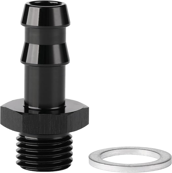 M14x1.5 Male Metric to 3/8 Barb Fuel Pump Inlet Adapter Fitting Aluminum Black by Podavelle