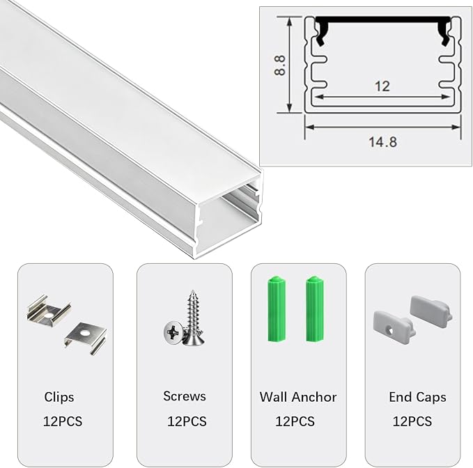 U-Shaped 3.28 ft LED Light Diffuser Aluminum Channel, 10 Pack | - Image 2