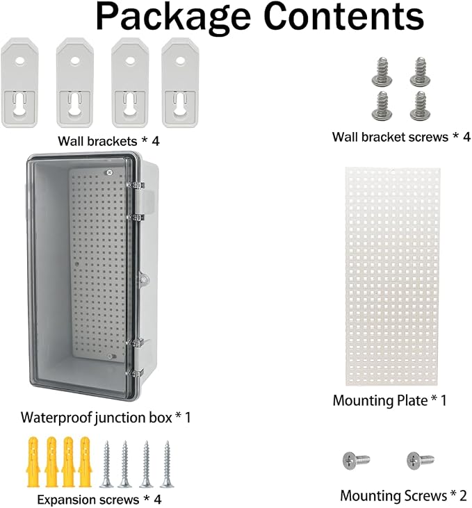 Junction Box, Hinged Grey Clear Cover IP67 Waterproof ABS Project Box - Image 7