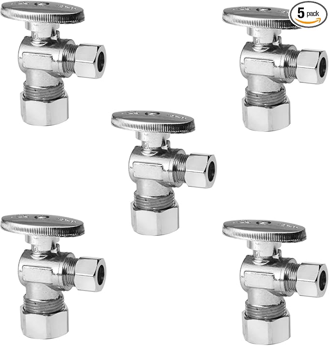 5PCS EFIELD Angle Stop Valve 1/2" Nominal Compression x 3/8" OD | 1/4 Turn by EFIELDPEXTUBING